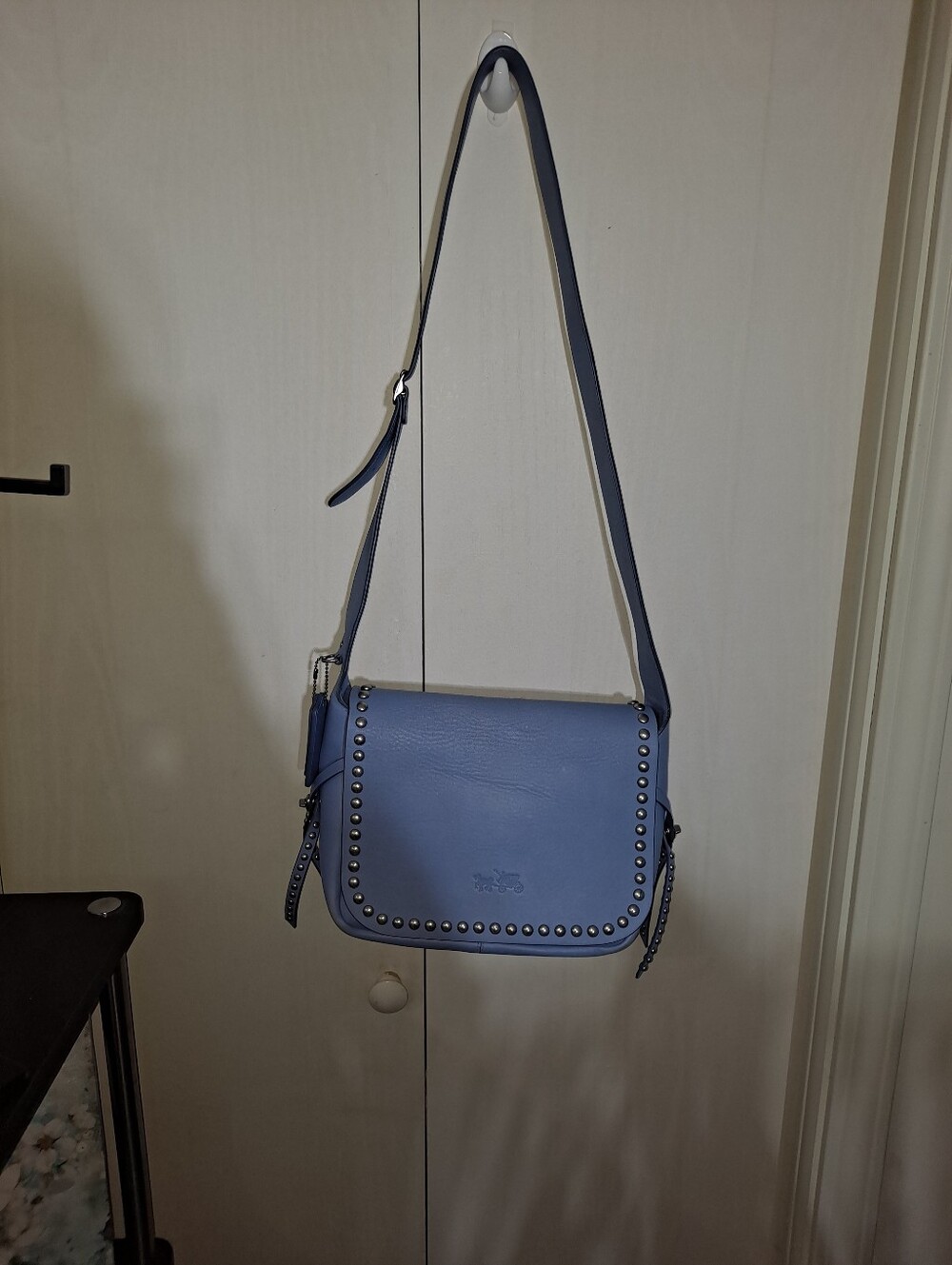 Coach Blue Studded Leather Crossbody Bag